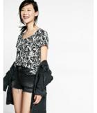 Express Petite Paisley Print Step Hem Short