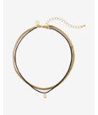 Express Womens Gold And Black Block E Initial Choker Necklace