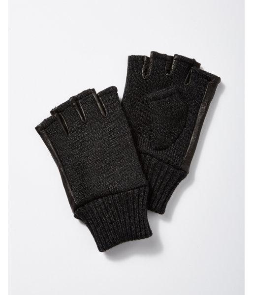 Express Black Leather And Knit Fingerless Gloves