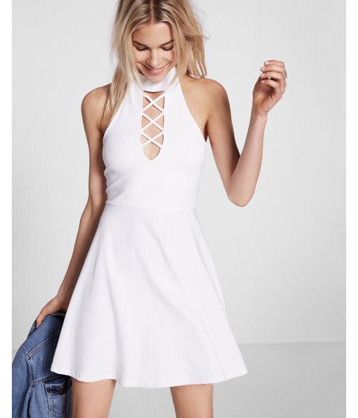 Express Womens Lace-up Choker Neck