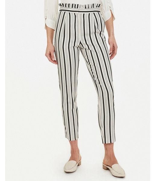 Express Womens High Waisted Striped Ruffle Waist Ankle Pant