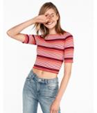 Express Womens Express One Eleven Ribbed Crew Neck Crop Top