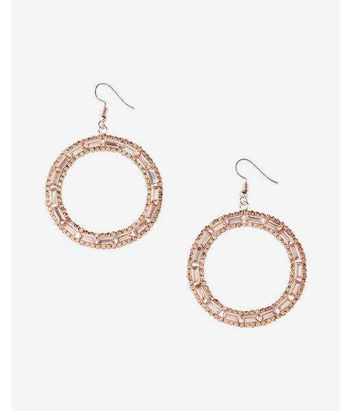 Express Womens Baguette Circle Drop Earrings