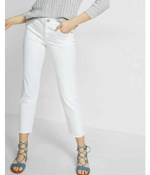 Express Womens High Waisted Raw Hem Straight Cropped Jeans