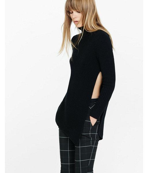 Express Womens Mixed Knit High Slit Turtleneck