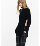 Express Womens Mixed Knit High Slit Turtleneck