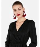 Express Womens Long Sleeve Surplice Wrap Front Dress