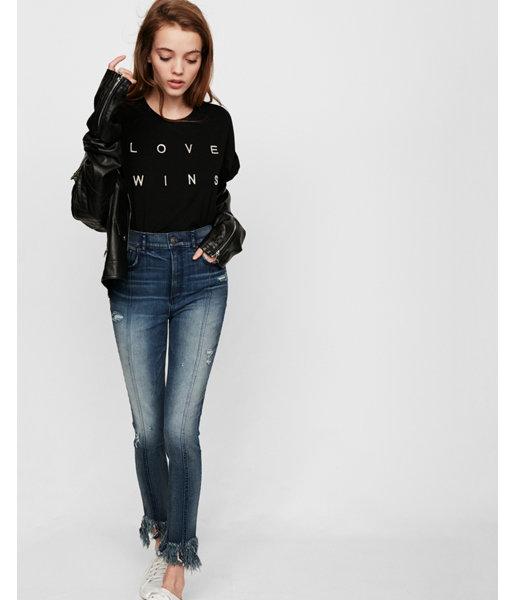 Express Womens Love Wins Crew Neck Tee