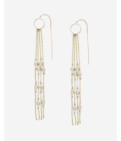 Express Womens Linear Fringe Pull Through Drop Earrings