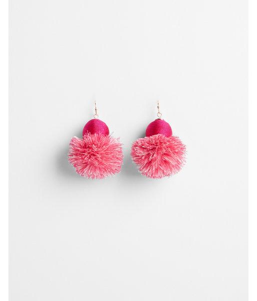 Express Womens Bauble Pom Earrings