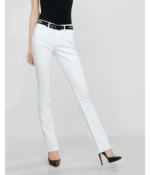 Express White Mid Rise Stretch Skyscraper Jeans