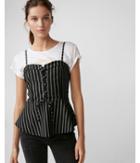 Express Womens Stripe Lace-up Corset Front Top