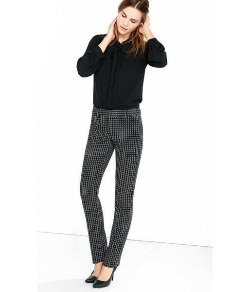 Express Women's Dress Pants Black And White Geo Print Slim Leg Editor Pant