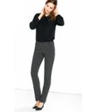 Express Women's Dress Pants Black And White Geo Print Slim Leg Editor Pant