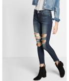 Express Womens Express Womens Mid Rise Distressed Stretch+ Performance Ankle Jean