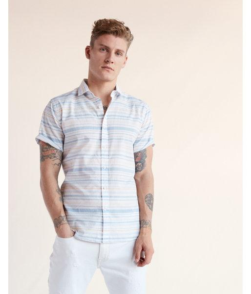 Express Mens Soft Wash Horizontal Stripe Short Sleeve Cotton