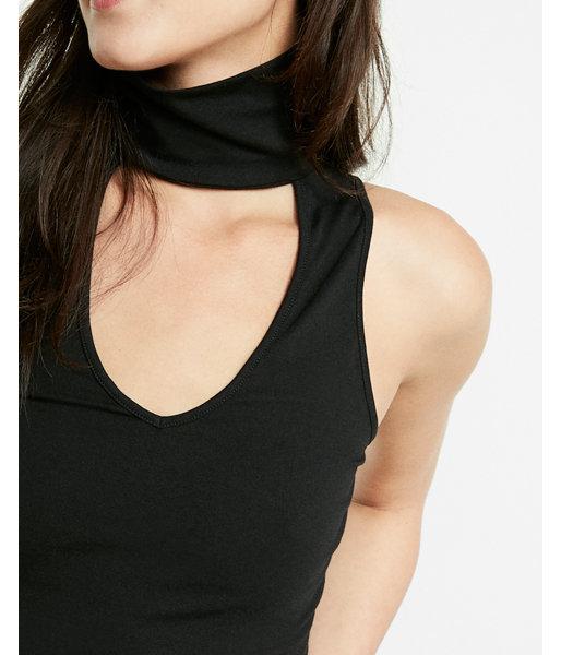 Express Womens Mock Neck Cut-out Choker Tank
