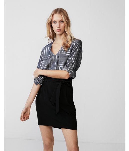Express Womens Metallic Stripe Two Pocket Popover