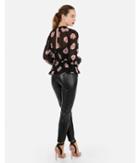 Express Womens Palm Print Sheer Choker Cut-out Peplum Top