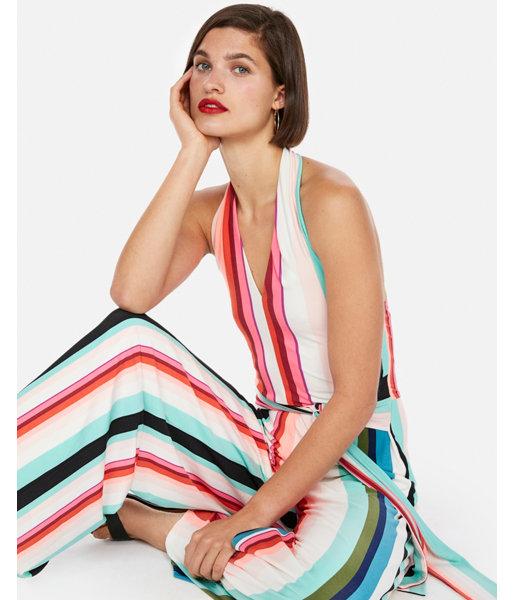 Express Womens Stripe Halter Jumpsuit