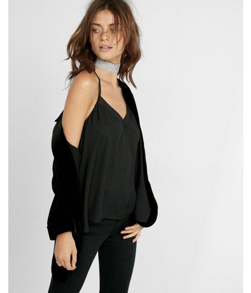 Express Womens Chiffon Deep V-neck Tank