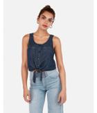 Express Womens Denim Tie Front Button-up Tank