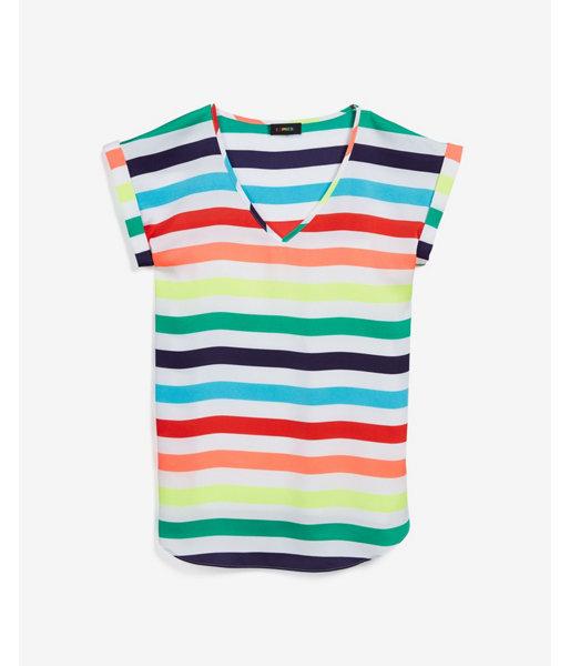 Express Womens Love Unites Rainbow Striped V-neck Gramercy Tee