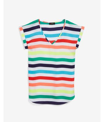 Express Womens Love Unites Rainbow Striped V-neck Gramercy Tee