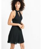 Express Womens Mock Neck Keyhole Fit And Flare Dress
