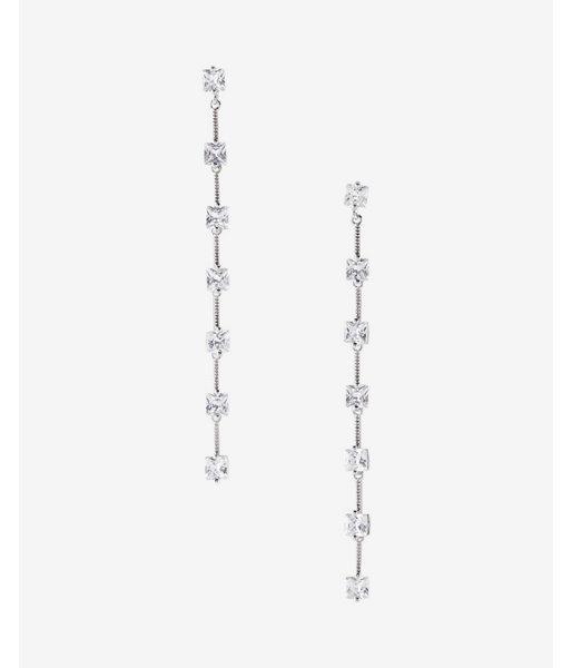 Express Womens Square Cubic Zirconia Linear Earrings