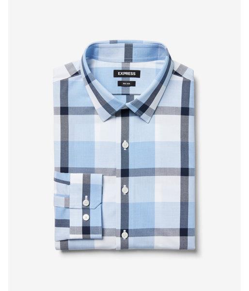 Express Mens Slim Plaid Non-iron Performance