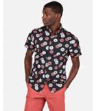Express Mens Slim Dot Print Short Sleeve Button-down