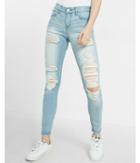 Express Womens Mid Rise Faded Distressed Jean