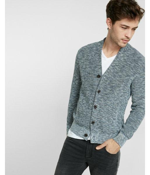 Express Mens High Neck Button-up Cardigan