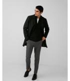 Express Mens Black Wool-blend Topcoat