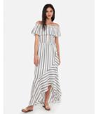 Express Womens Striped Off The Shoulder Ruffle Wrap Front