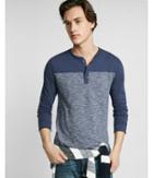 Express Mens Jersey Striped Color Block Henley