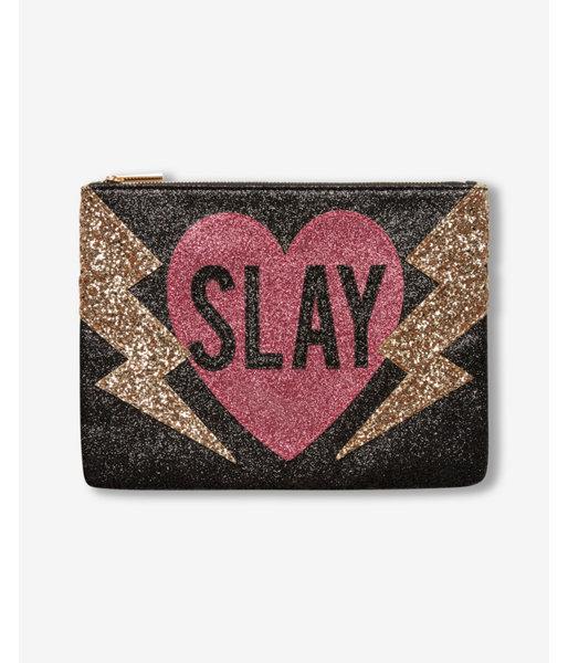 Express Womens Slay Glitter Clutch