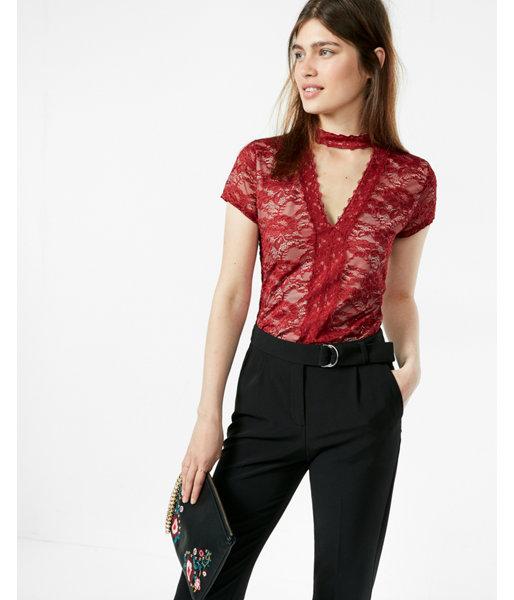 Express Lace Cut-out Choker Tee