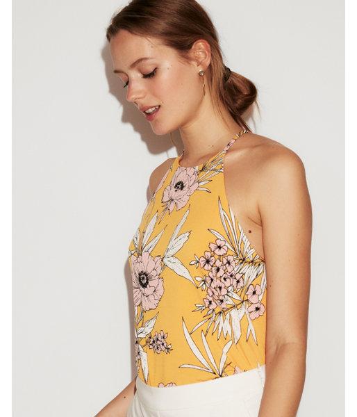 Express Womens Floral Halter Neck Banded Hem Cami