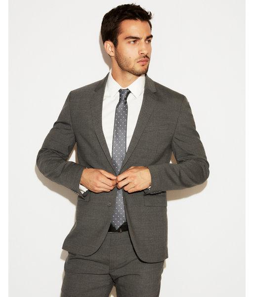 Express Mens Extra Slim Check Stretch Wool-blend