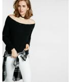 Express Womens Elbow Zip Destroyed Edge Pullover