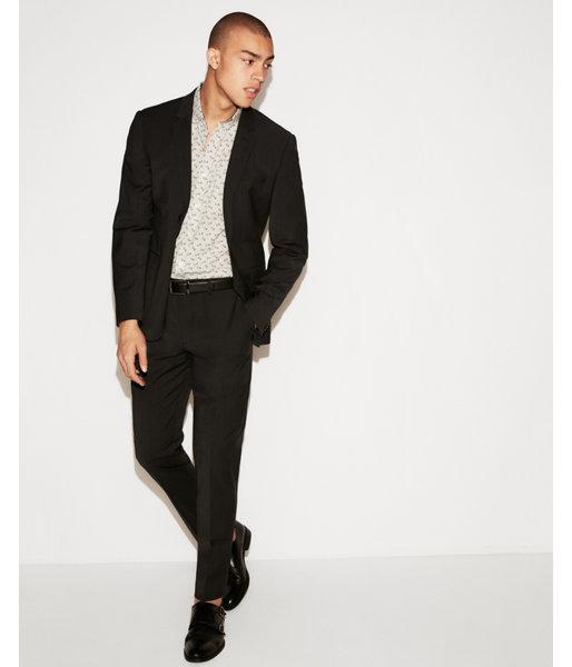 Express Mens Express Mens Extra Slim Black Wool-blend Performance Stretch Stripe