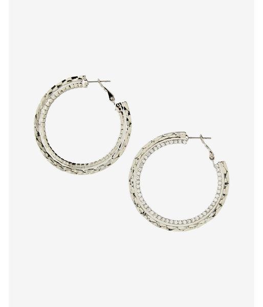 Express Rhinestone Textured Hoop Earrings