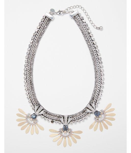 Express Womens Rhinestone Trim Statement Necklace