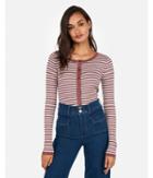Express Womens Striped Crew Neck Ribbed Cardigan