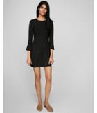 Express Womens Ribbed Bell Sleeve Fit And Flare Dress