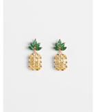 Express Womens Cubic Zirconia Pineapple Stud Post Back Earrings