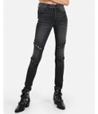 Express Womens High Waisted Black Lace-up Stretch Jean