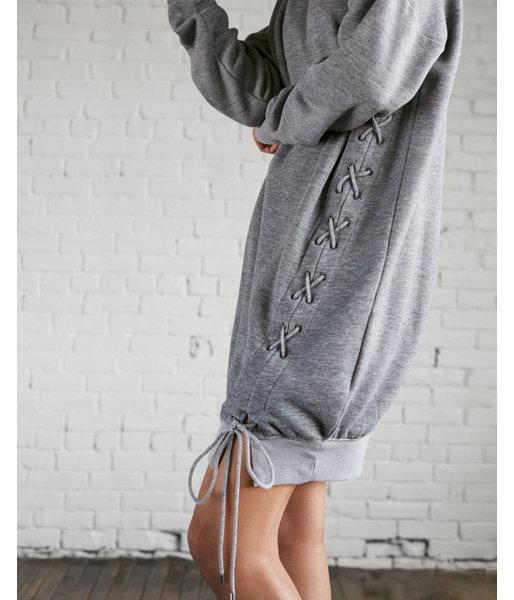 Express Lace-up V-neck Sweatshirt Dress